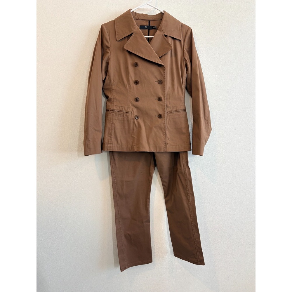 Uniqlo J+ Jil Sander Brown Cotton Blend Woven Blazer S & Pant 0 Suit Set